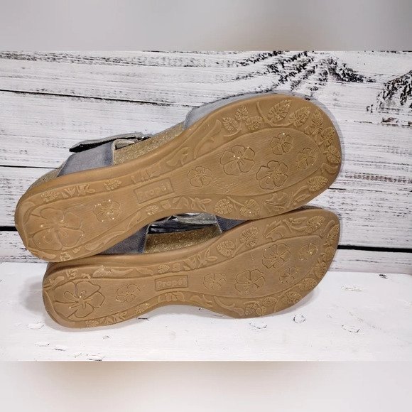 Propét Phoebe Wedge‎ Sandal Blue size 10 Support Comfort Cushion Leather - Picture 4 of 6